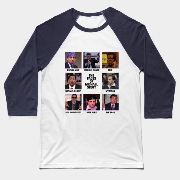 The Faces Of Michael Scott - The Office Baseball T-Shirt by FalconArt